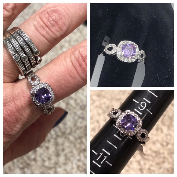 brooknoel Jewelry - Amethyst White Gold Plated Size 10 Ring